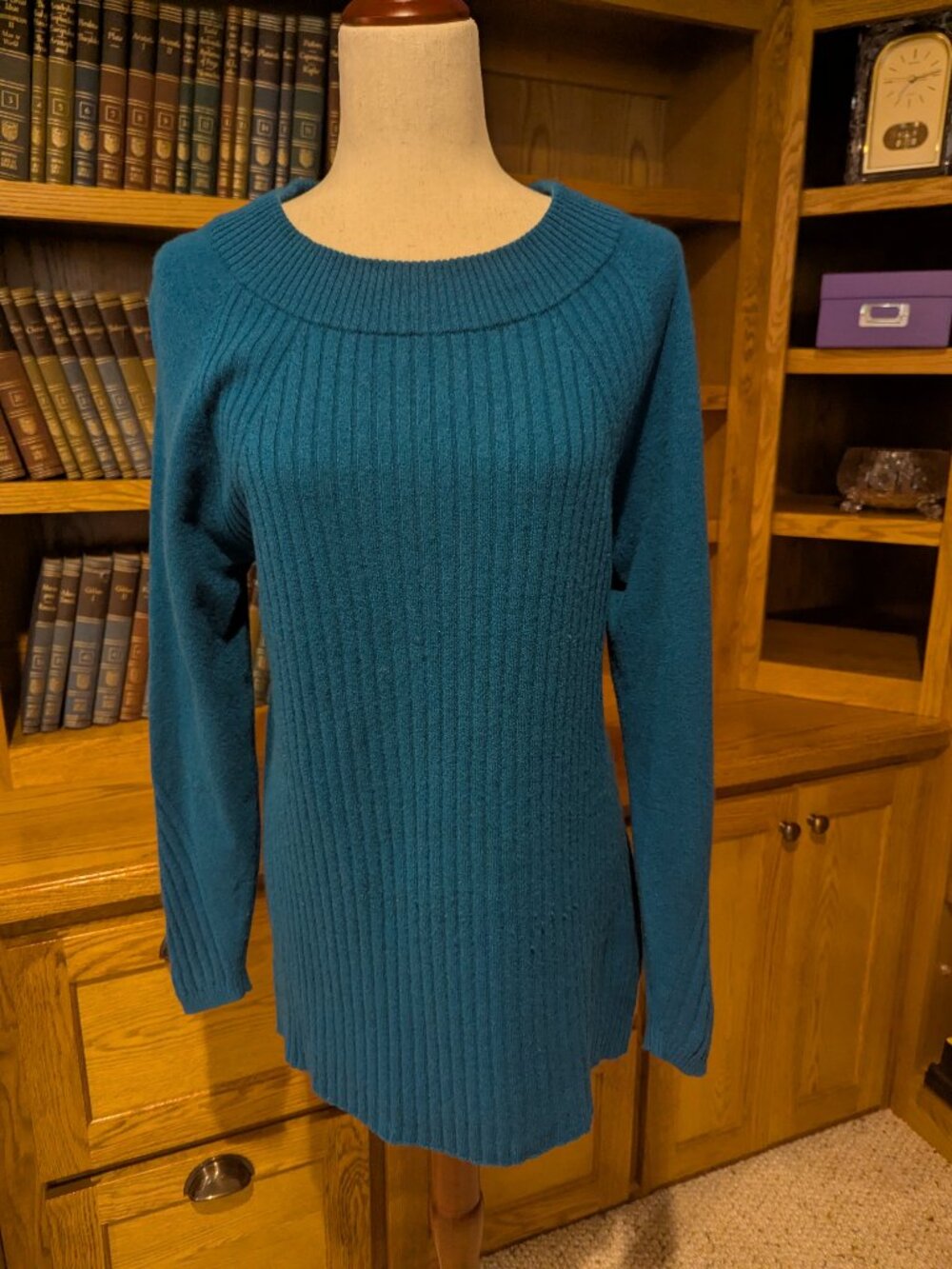Soft Surroundings 100% Cashmere Ribbed Tunic Sweater